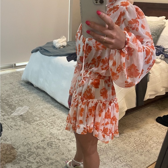 MISA white and orange floral dress - Picture 2 of 2